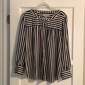 Black and white striped Loft blouse